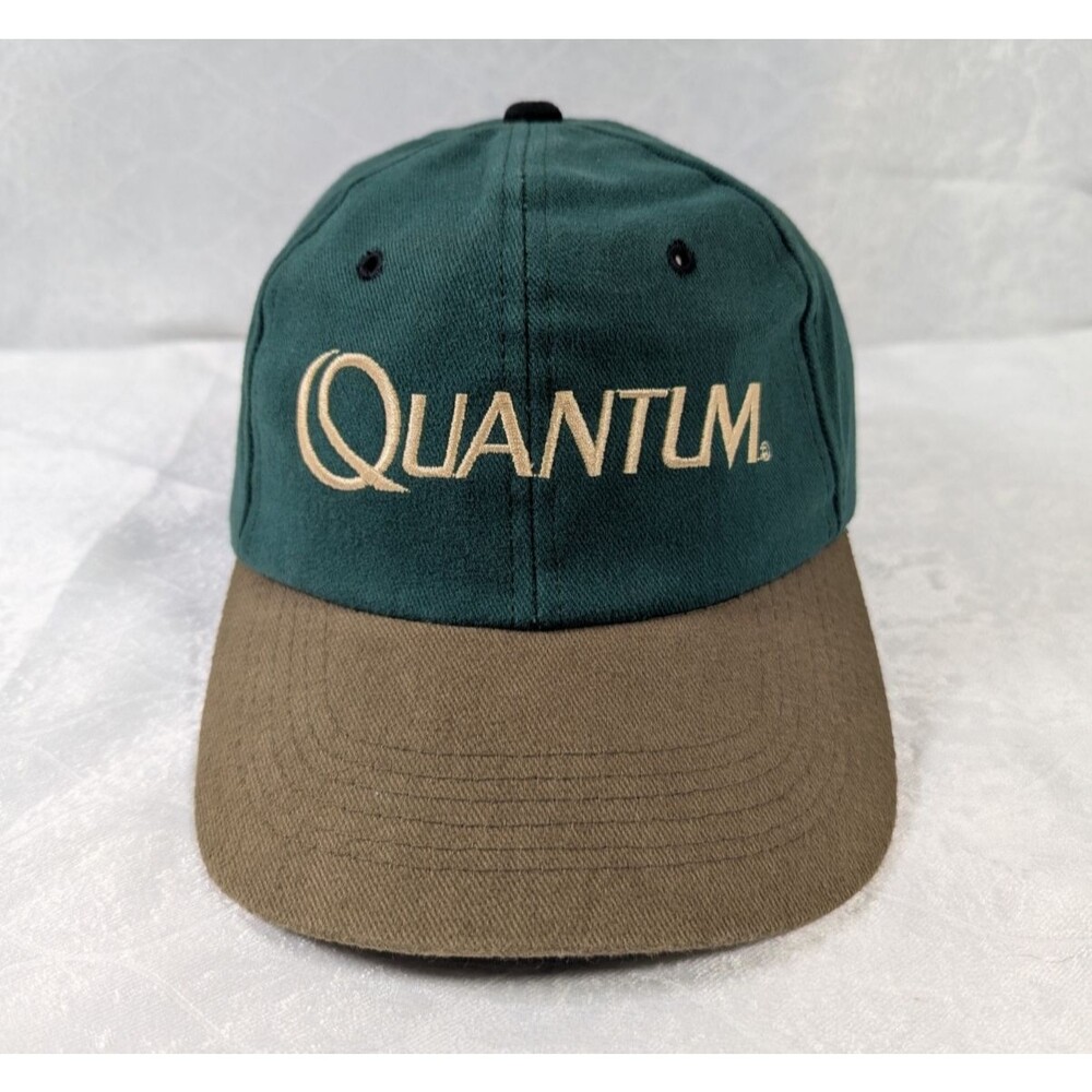 Vintage Quantum Corporation Data Storage Promo Green Tan Strapback Hat Cap